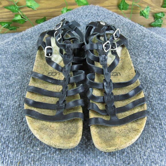 Ugg Women's Gladiator Black Leather Sz 5 Medium (B, M) Gently Used 2025 - Picture 2 of 6